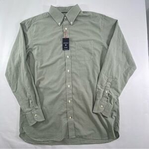 CREMIEUX Men's Long Sleeve Button Down Sage Green Oxford Shirt Size LT NEW